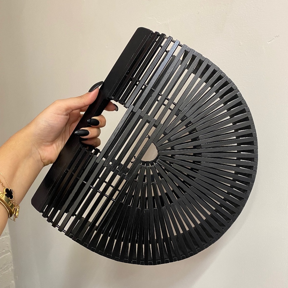 CULT GAIA’S ARK wood bamboo bag Size Small (11.25x3x9.5 inches) NWOT!